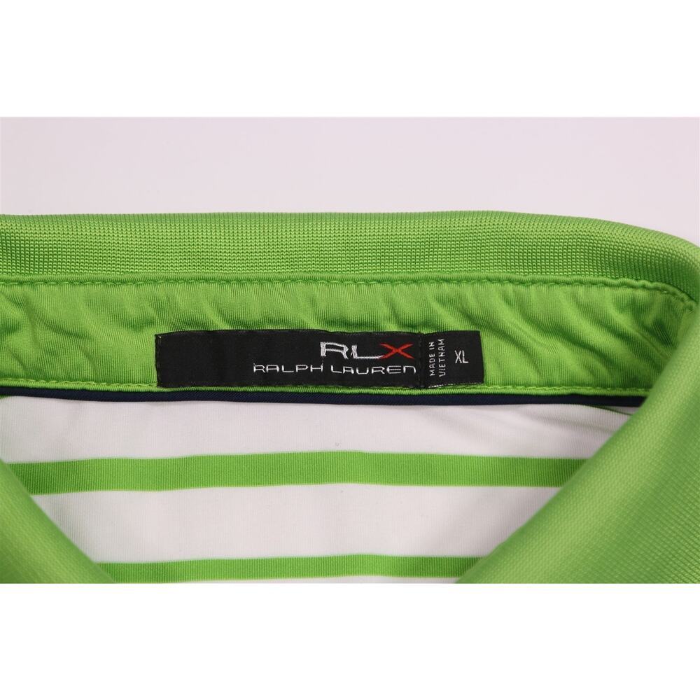 RLX Ralph Lauren X Green White Striped Performance Golf Polo Shirt Men's XL - Picture 6 of 7